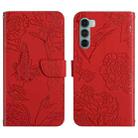 For Motorola Moto G200 5G Skin Feel Butterfly Peony Embossed Leather Phone Case(Red) - 1