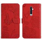 For OPPO Reno2 Z / F Skin Feel Butterfly Peony Embossed Leather Phone Case(Red) - 1