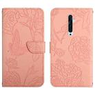 For OPPO Reno2 Z / F Skin Feel Butterfly Peony Embossed Leather Phone Case(Pink) - 1