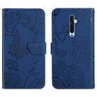 For OPPO Reno2 Z / F Skin Feel Butterfly Peony Embossed Leather Phone Case(Blue) - 1