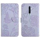 For OPPO Reno2 Z / F Skin Feel Butterfly Peony Embossed Leather Phone Case(Purple) - 1