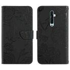 For OPPO Reno2 Z / F Skin Feel Butterfly Peony Embossed Leather Phone Case(Black) - 1