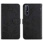 For OPPO Reno3 Pro Skin Feel Butterfly Peony Embossed Leather Phone Case(Black) - 1