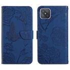 For OPPO Reno4 Z 5G Skin Feel Butterfly Peony Embossed Leather Phone Case(Blue) - 1