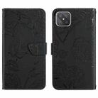 For OPPO Reno4 Z 5G Skin Feel Butterfly Peony Embossed Leather Phone Case(Black) - 1