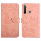 For OPPO Realme 5 Skin Feel Butterfly Peony Embossed Leather Phone Case(Pink) - 1