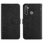 For OPPO Realme 5 Pro Skin Feel Butterfly Peony Embossed Leather Phone Case(Black) - 1