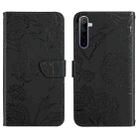 For OPPO Realme 6 Skin Feel Butterfly Peony Embossed Leather Phone Case(Black) - 1