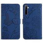 For OPPO Realme 6 Pro Skin Feel Butterfly Peony Embossed Leather Phone Case(Blue) - 1