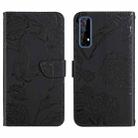 For OPPO Realme 7 Skin Feel Butterfly Peony Embossed Leather Phone Case(Black) - 1