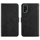 For OPPO Realme 7 Pro Skin Feel Butterfly Peony Embossed Leather Phone Case(Black) - 1