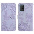 For OPPO Realme 8 5G / V13 5G Skin Feel Butterfly Peony Embossed Leather Phone Case(Purple) - 1