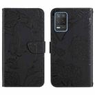 For OPPO Realme 8 5G / V13 5G Skin Feel Butterfly Peony Embossed Leather Phone Case(Black) - 1