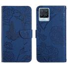 For OPPO Realme 8 / 8 Pro Skin Feel Butterfly Peony Embossed Leather Phone Case(Blue) - 1