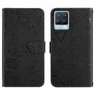 For OPPO Realme 8 / 8 Pro Skin Feel Butterfly Peony Embossed Leather Phone Case(Black) - 1