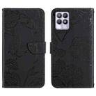 For OPPO Realme 8i Skin Feel Butterfly Peony Embossed Leather Phone Case(Black) - 1