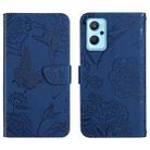 For OPPO Realme 9i Skin Feel Butterfly Peony Embossed Leather Phone Case(Blue) - 1