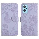 For OPPO Realme 9i Skin Feel Butterfly Peony Embossed Leather Phone Case(Purple) - 1