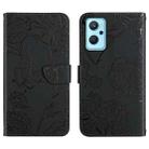 For OPPO Realme 9i Skin Feel Butterfly Peony Embossed Leather Phone Case(Black) - 1