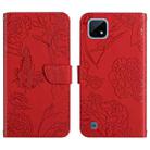 For OPPO Realme C11 Skin Feel Butterfly Peony Embossed Leather Phone Case(Red) - 1