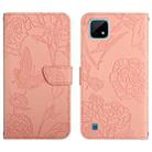 For OPPO Realme C11 Skin Feel Butterfly Peony Embossed Leather Phone Case(Pink) - 1