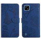 For OPPO Realme C11 Skin Feel Butterfly Peony Embossed Leather Phone Case(Blue) - 1