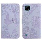 For OPPO Realme C11 Skin Feel Butterfly Peony Embossed Leather Phone Case(Purple) - 1