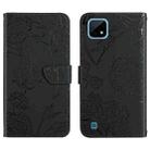 For OPPO Realme C11 Skin Feel Butterfly Peony Embossed Leather Phone Case(Black) - 1