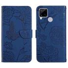 For OPPO Realme C15 / C12 Skin Feel Butterfly Peony Embossed Leather Phone Case(Blue) - 1