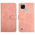 For OPPO Realme C20 / C21 Skin Feel Butterfly Peony Embossed Leather Phone Case(Pink) - 1