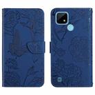 For OPPO Realme C20 / C21 Skin Feel Butterfly Peony Embossed Leather Phone Case(Blue) - 1