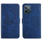 For OPPO Realme C31 Skin Feel Butterfly Peony Embossed Leather Phone Case(Blue) - 1