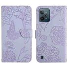 For OPPO Realme C31 Skin Feel Butterfly Peony Embossed Leather Phone Case(Purple) - 1