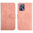 For OPPO Realme C35 Skin Feel Butterfly Peony Embossed Leather Phone Case(Pink) - 1