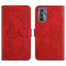 For OPPO Realme GT Master Skin Feel Butterfly Peony Embossed Leather Phone Case(Red) - 1