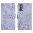 For OPPO Realme GT Master Skin Feel Butterfly Peony Embossed Leather Phone Case(Purple) - 1