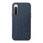 For Sony Xperia 10 IV Wood Texture PU Phone Case(Blue) - 1
