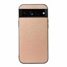 For Google Pixel 7 Pro 5G Wood Texture PU Phone Case(Gold) - 1