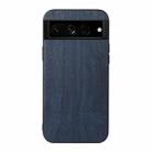 For Google Pixel 7 Pro 5G Wood Texture PU Phone Case(Blue) - 1