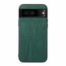 For Google Pixel 7 5G Wood Texture PU Phone Case(Green) - 1