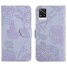 For vivo S7 / V20 Pro Skin Feel Butterfly Peony Embossed Leather Phone Case(Purple) - 1