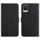 For vivo S7 / V20 Pro Skin Feel Butterfly Peony Embossed Leather Phone Case(Black) - 1