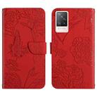 For vivo S9 Skin Feel Butterfly Peony Embossed Leather Phone Case(Red) - 1