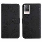 For vivo S9 Skin Feel Butterfly Peony Embossed Leather Phone Case(Black) - 1