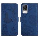 For vivo S9e Skin Feel Butterfly Peony Embossed Leather Phone Case(Blue) - 1