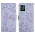 For vivo S10 / S10 Pro Skin Feel Butterfly Peony Embossed Leather Phone Case(Purple) - 1