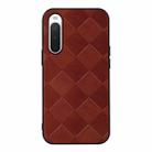 For Sony Xperia 10 IV Weave Plaid PU Phone Case(Brown) - 1