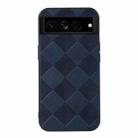 For Google Pixel 7 Pro 5G Weave Plaid PU Phone Case(Blue) - 1
