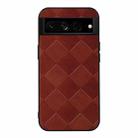 For Google Pixel 7 Pro 5G Weave Plaid PU Phone Case(Brown) - 1