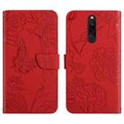 For Xiaomi Redmi 8 / 8A Skin Feel Butterfly Peony Embossed Leather Phone Case(Red) - 1